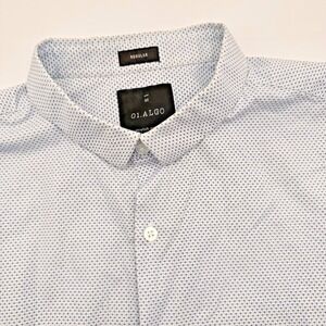 01.Algo Performance Shirt Men Large Stretch Button Up Long Sleeve Geometric Blue